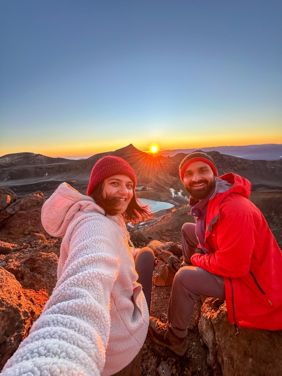 Sagar and Ami on the road in New Zealand