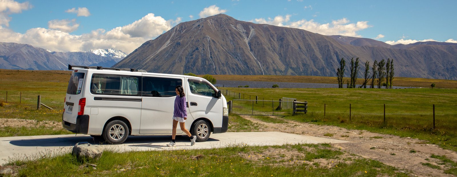 Rental car on a scenic New Zealand road